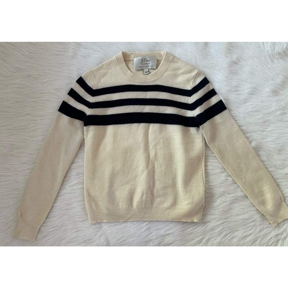J. Crew Cream and Black Striped Sweater